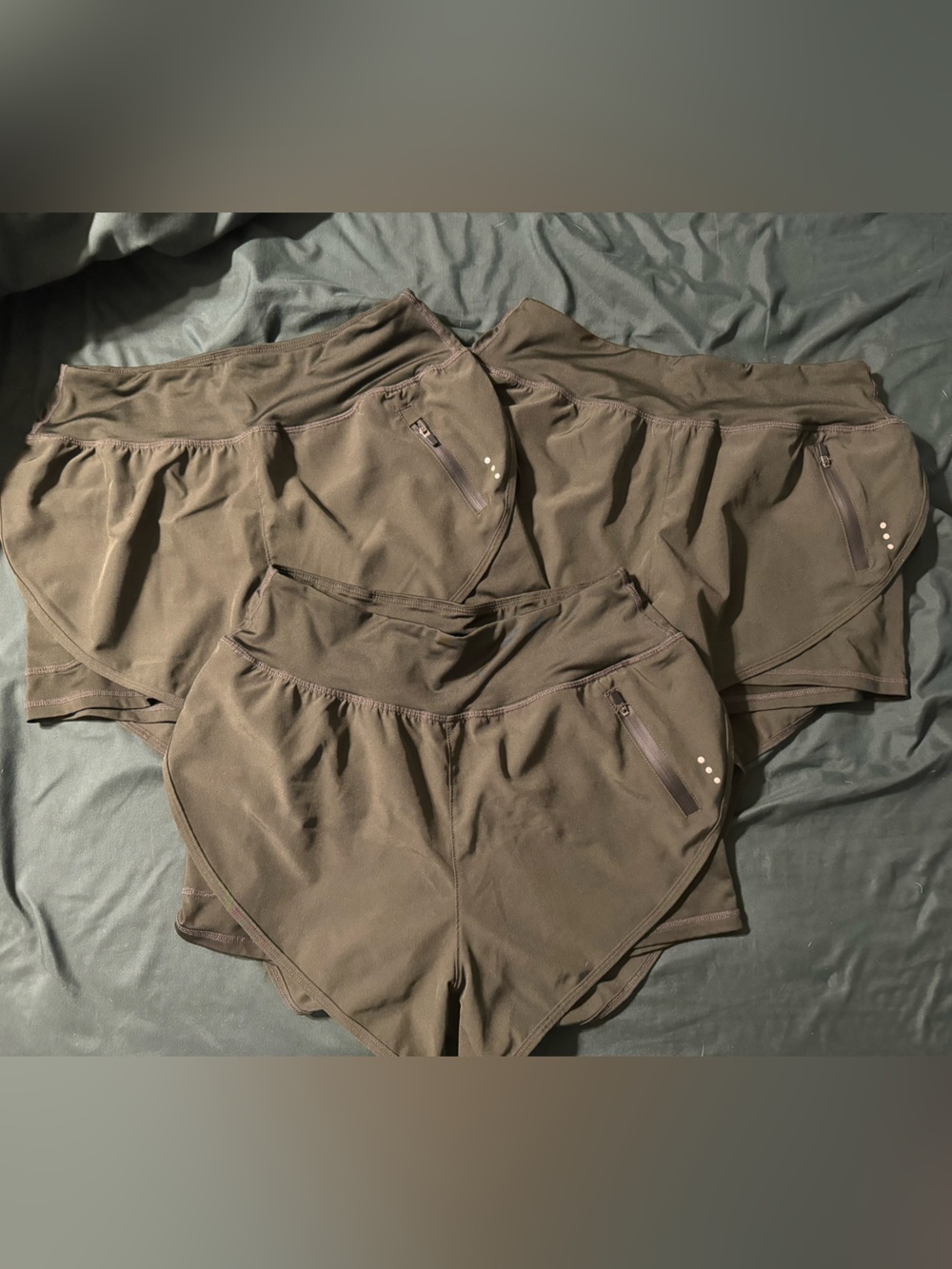 Source Unknown Olive Green Athletic Shorts Trio